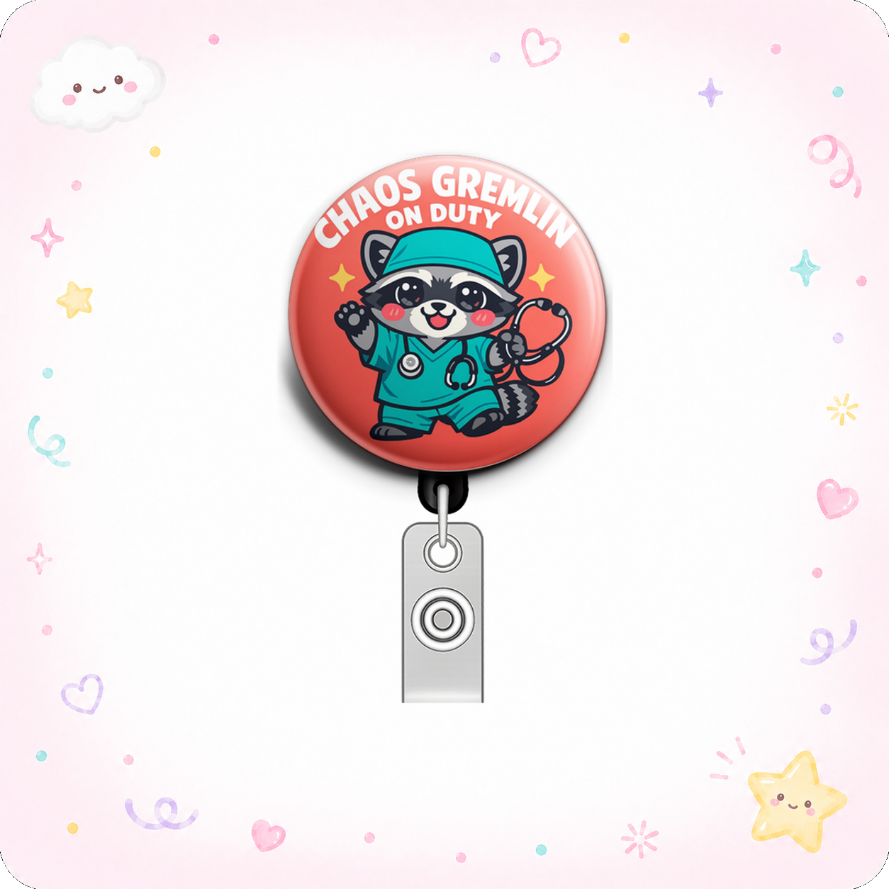 Chaos Gremlin on Duty Swapfinity Retractable ID Badge Reel - - Topperswap