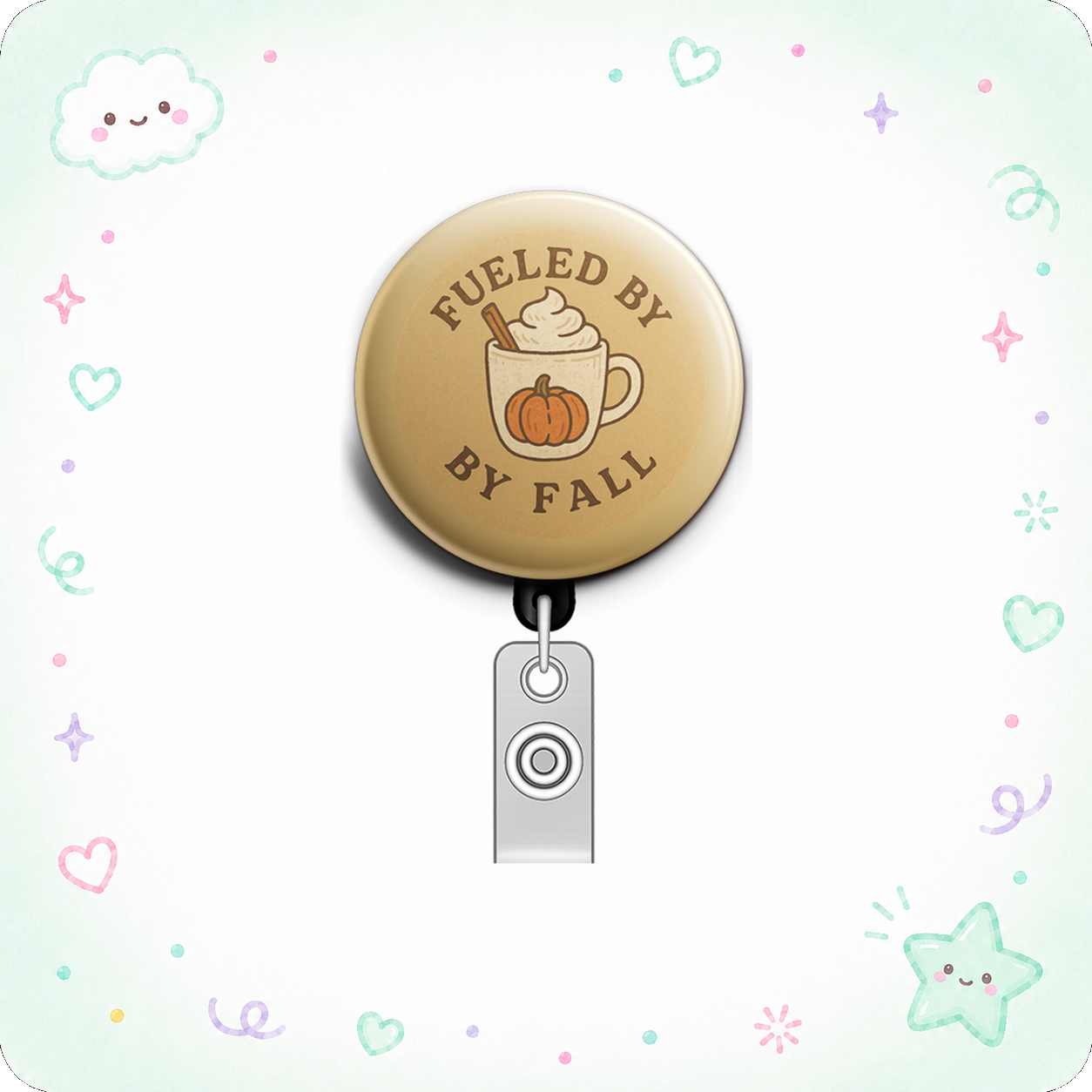 Pumpkin Spice Swapfinity Retractable ID Badge Reel - - Topperswap