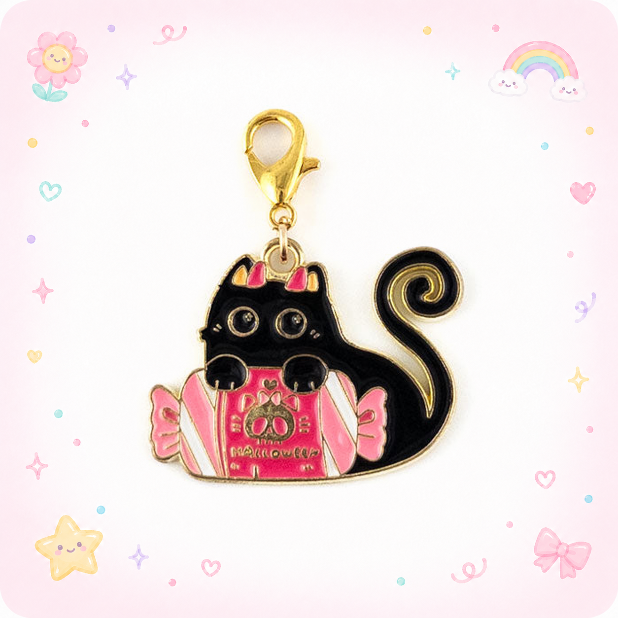 Candy Cat Charm Swapfinity Badge Reel Add-on - - Topperswap
