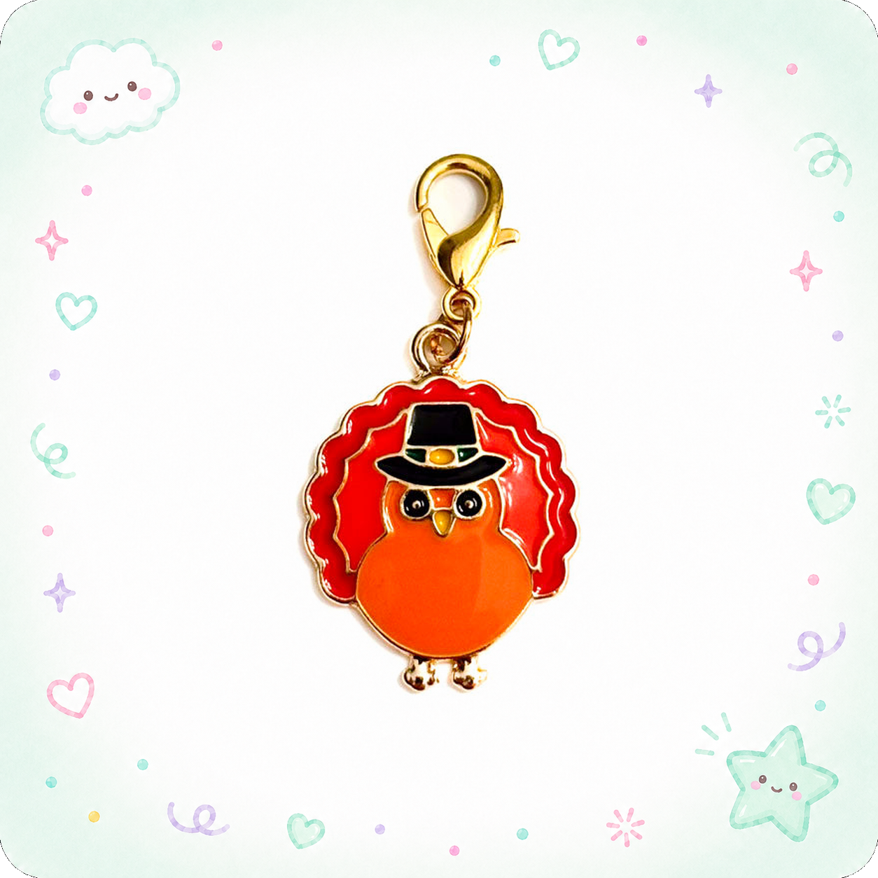 Plump Pilgrim Turkey Charm Swapfinity Badge Reel Add-on - - Topperswap