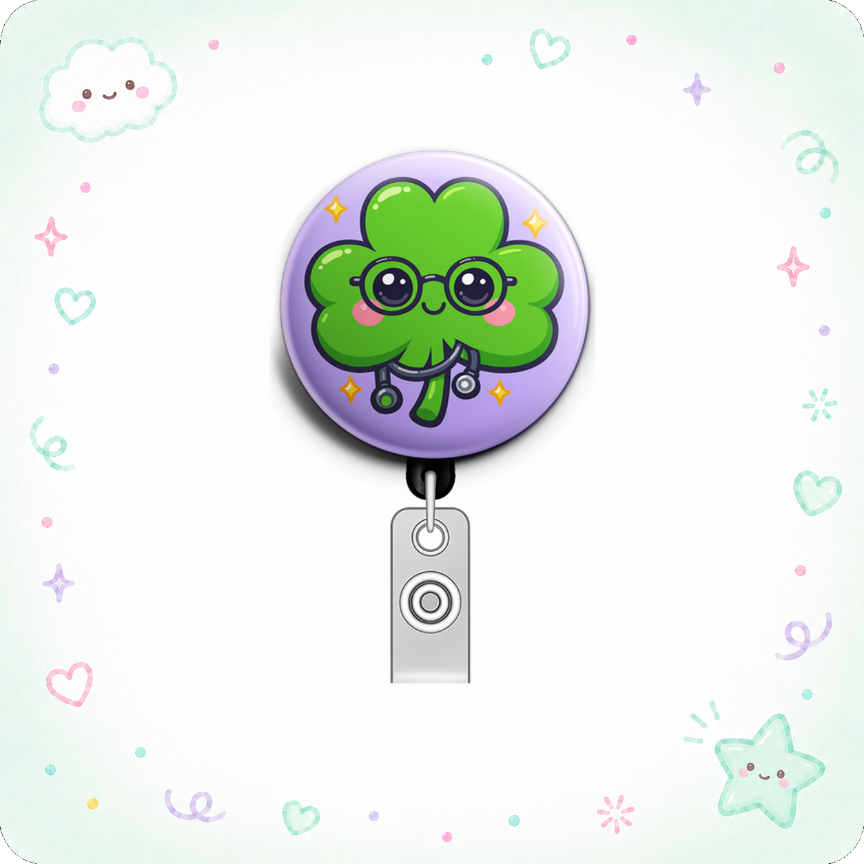 Nerdy Shamrock Swapfinity Retractable ID Badge Reel - - Topperswap