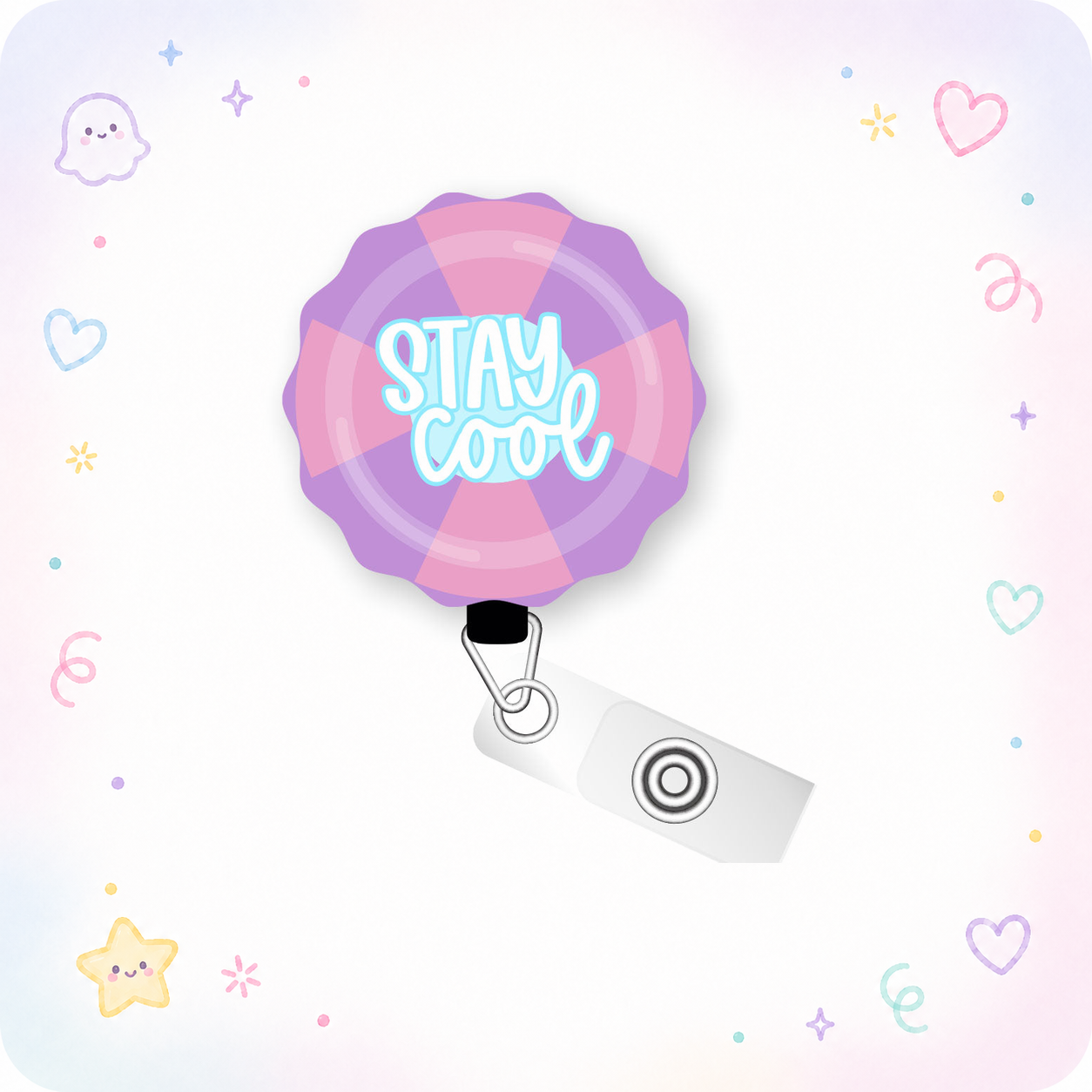 Stay Cool Pop Topper Swapfinity Retractable ID Badge Reel - - Topperswap