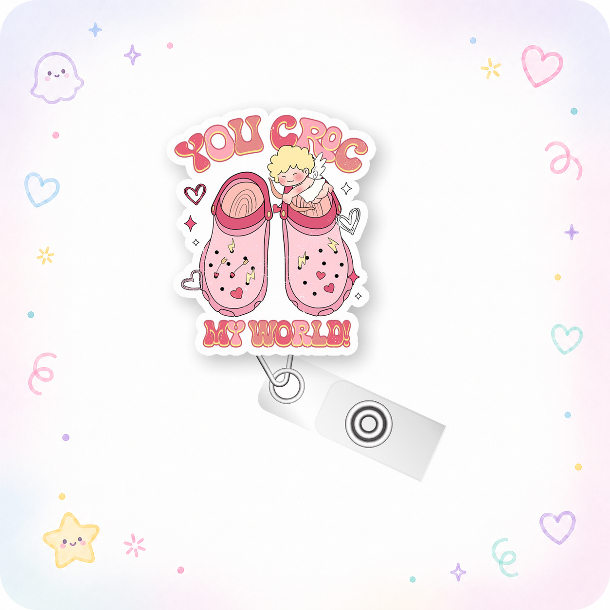 You Croc My World Pop Topper Swapfinity Retractable ID Badge Reel - - Topperswap