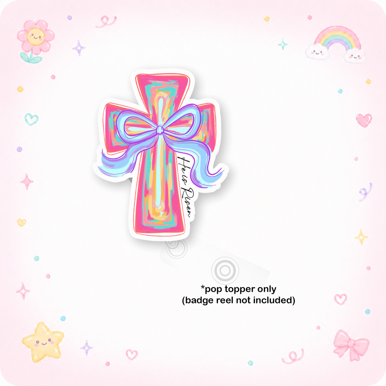 He Is Risen Watercolor Cross Pop Topper - - Topperswap