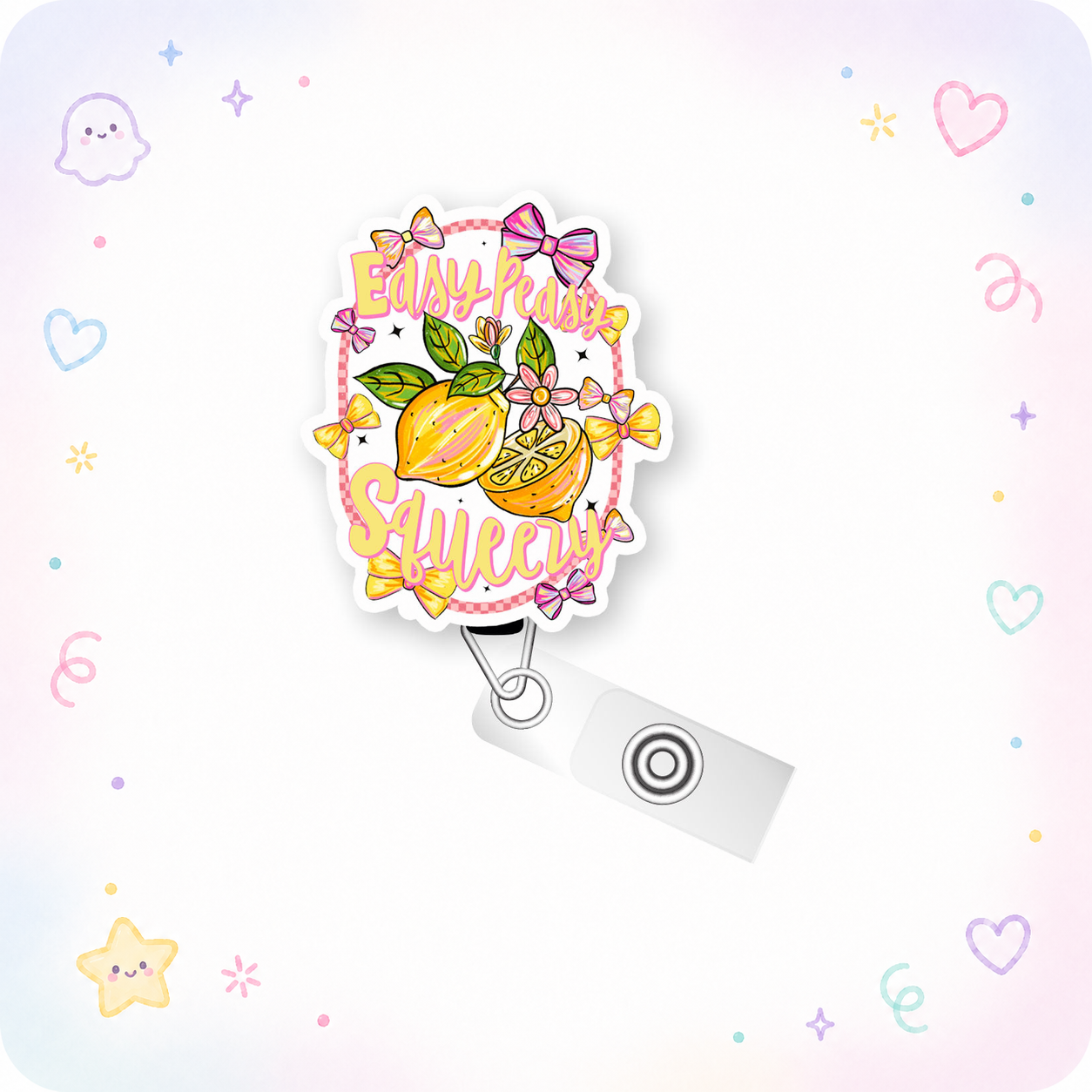 Easy Peasy Squeezy Pop Topper Swapfinity Retractable ID Badge Reel - - Topperswap