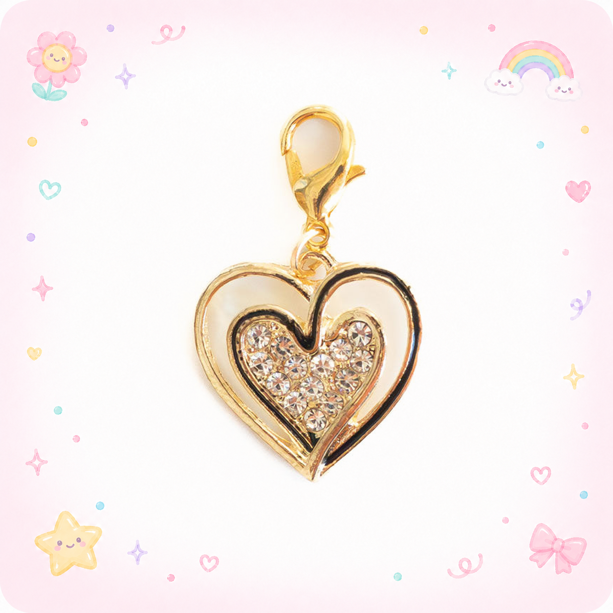 Sparkling Heart Charm Swapfinity Badge Reel Add-on - - Topperswap