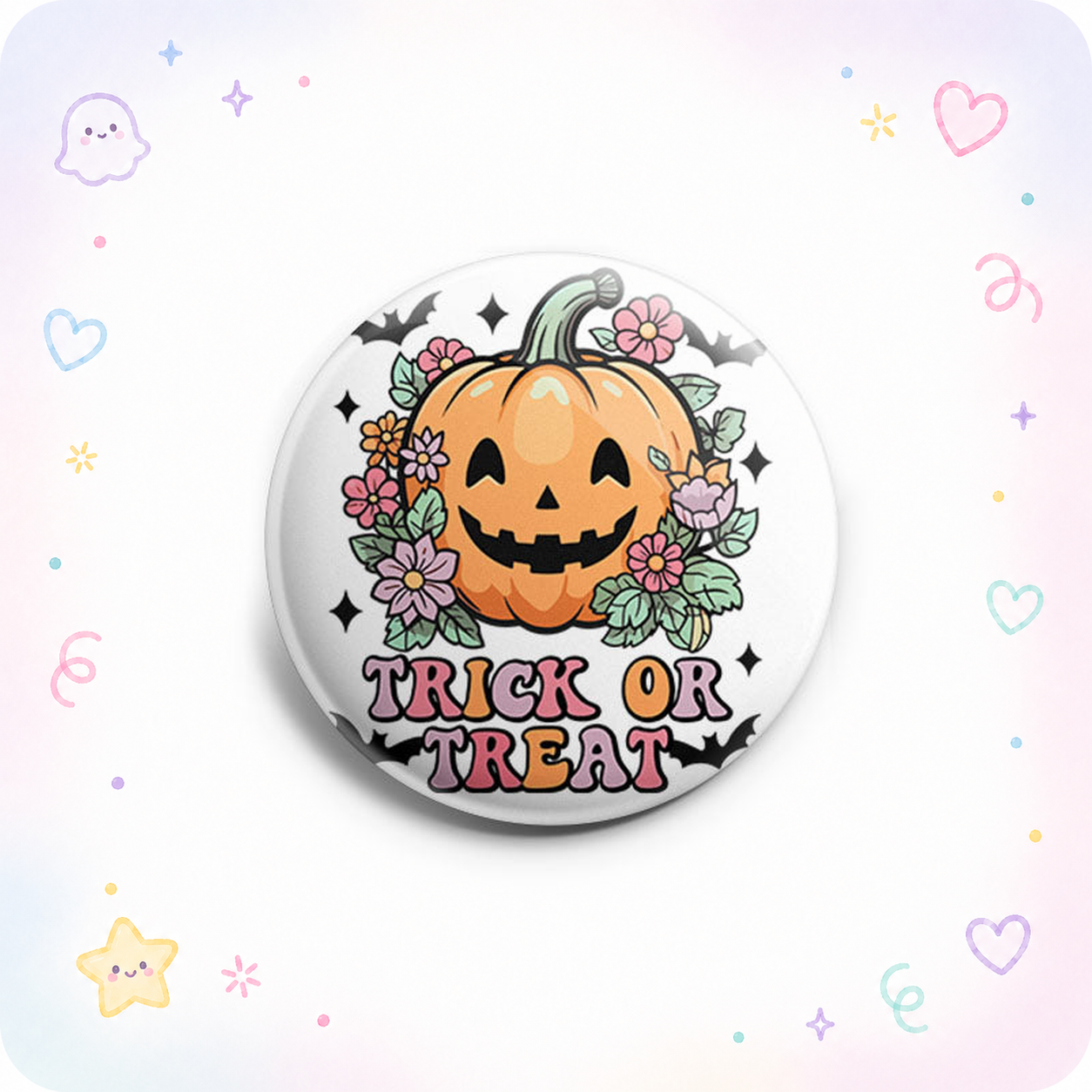 Retro Floral Jack O Lantern Topper - - Topperswap