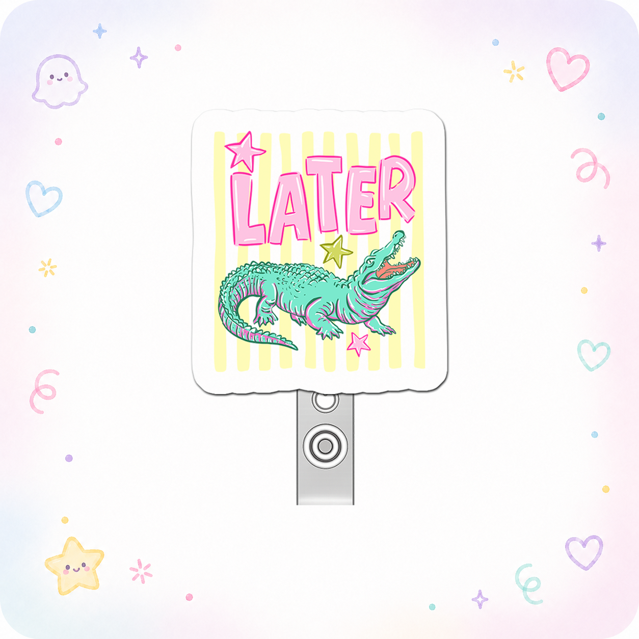 Procrastination Queen Pop Topper Swapfinity Retractable ID Badge Reel - - Topperswap