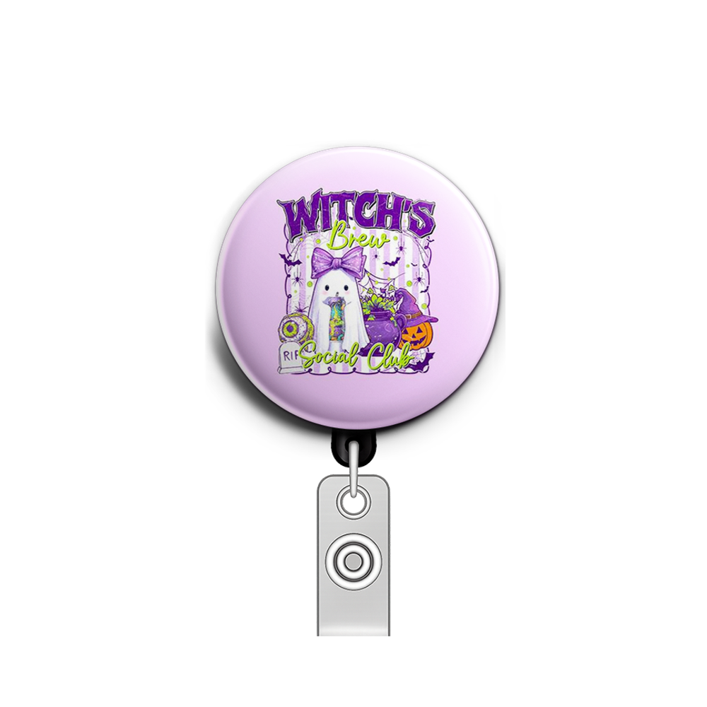 "Ghostly Brew Swapfinity Retractable ID Badge Reel - - Topperswap