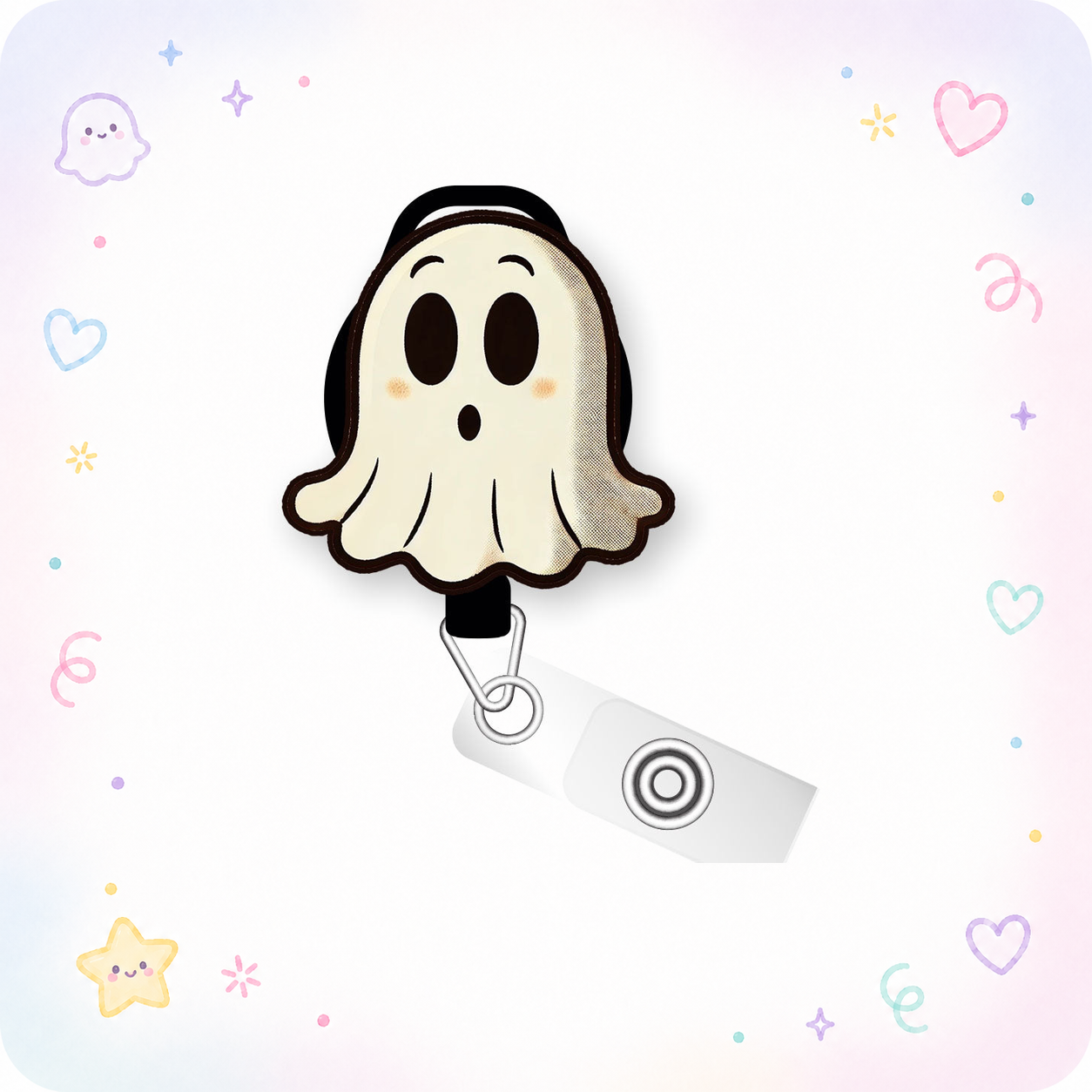 Scaredy Ghost Pop Topper Swapfinity Retractable ID Badge Reel - - Topperswap