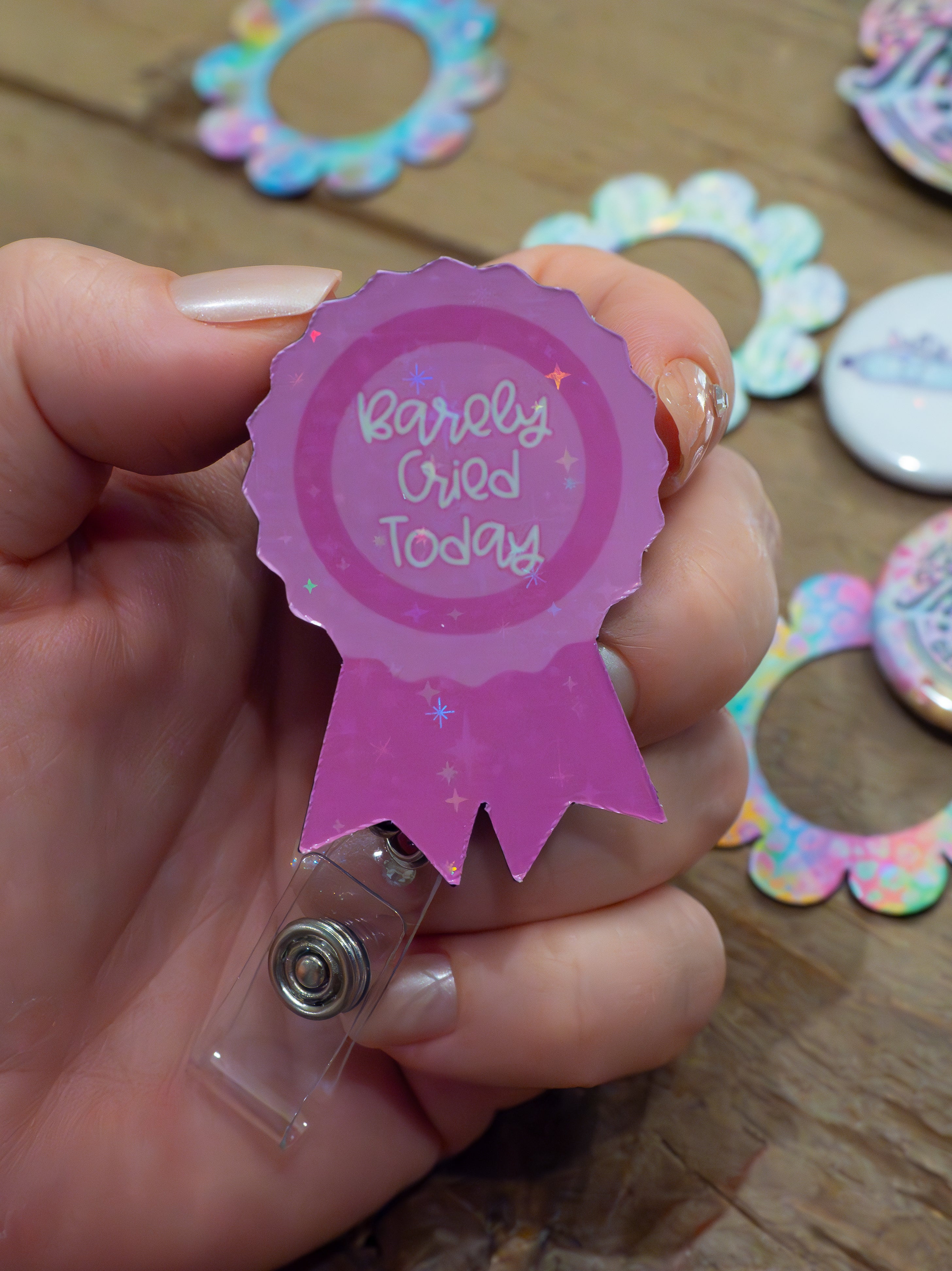 Barely Cried Today Pop Topper Swapfinity Retractable ID Badge Reel - - Topperswap