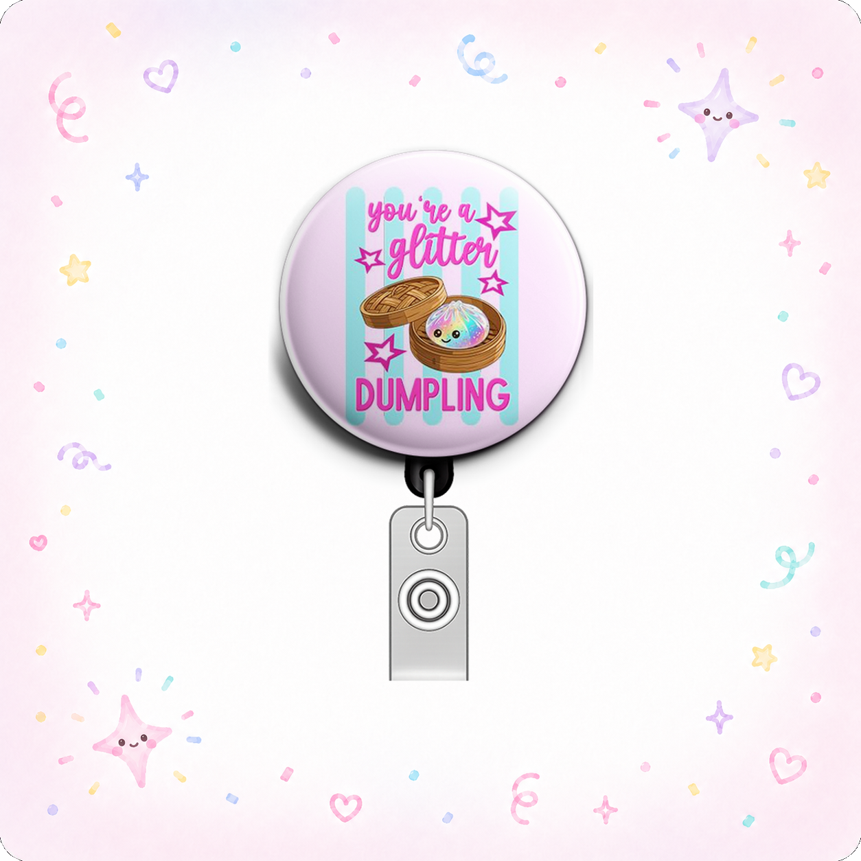 Glitter Dumpling Swapfinity Retractable ID Badge Reel - - Topperswap