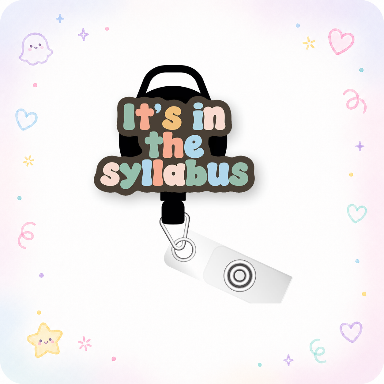 Syllabus Reminder Pop Topper Swapfinity Retractable ID Badge Reel - - Topperswap