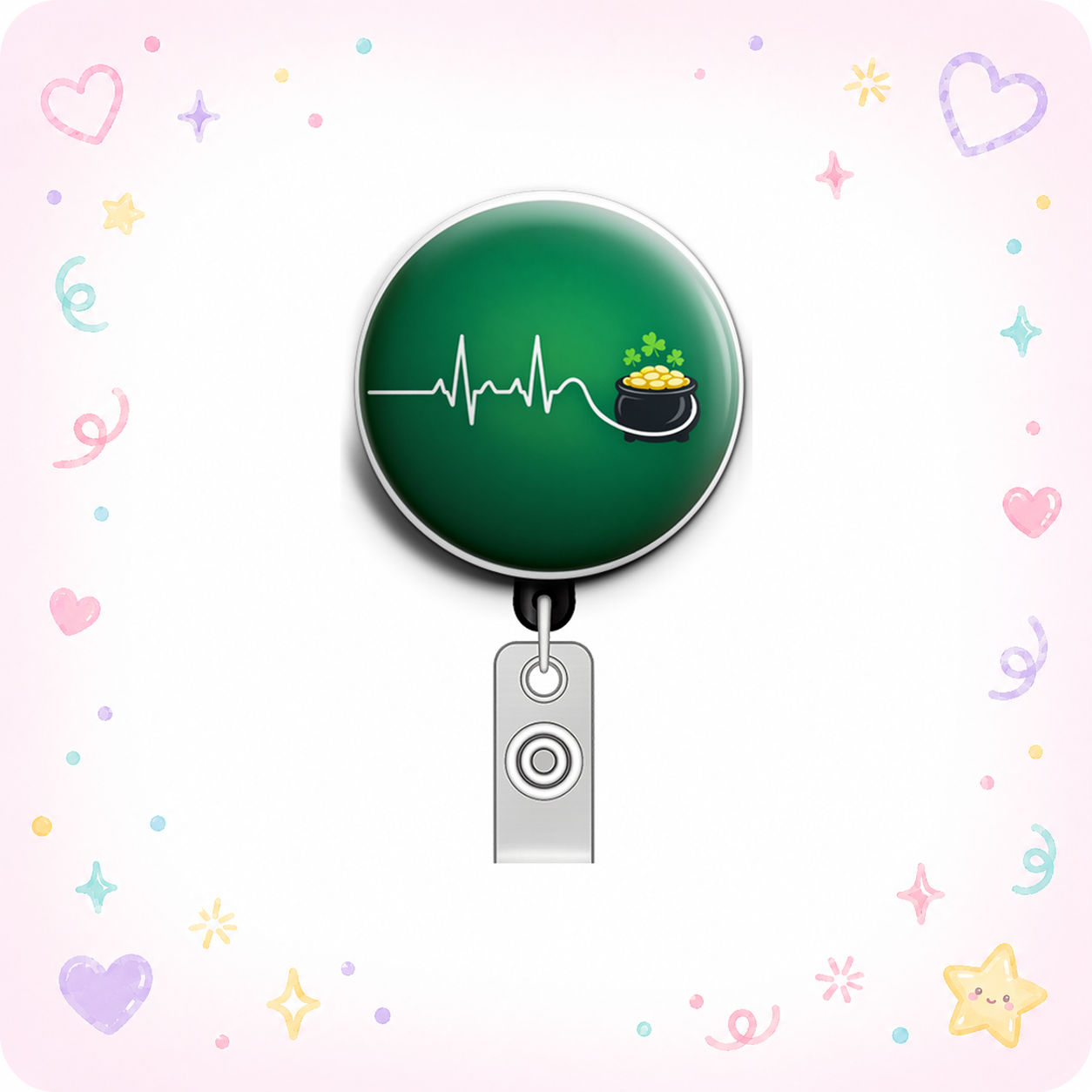 Pot of Gold Heartbeat Swapfinity Retractable ID Badge Reel - - Topperswap