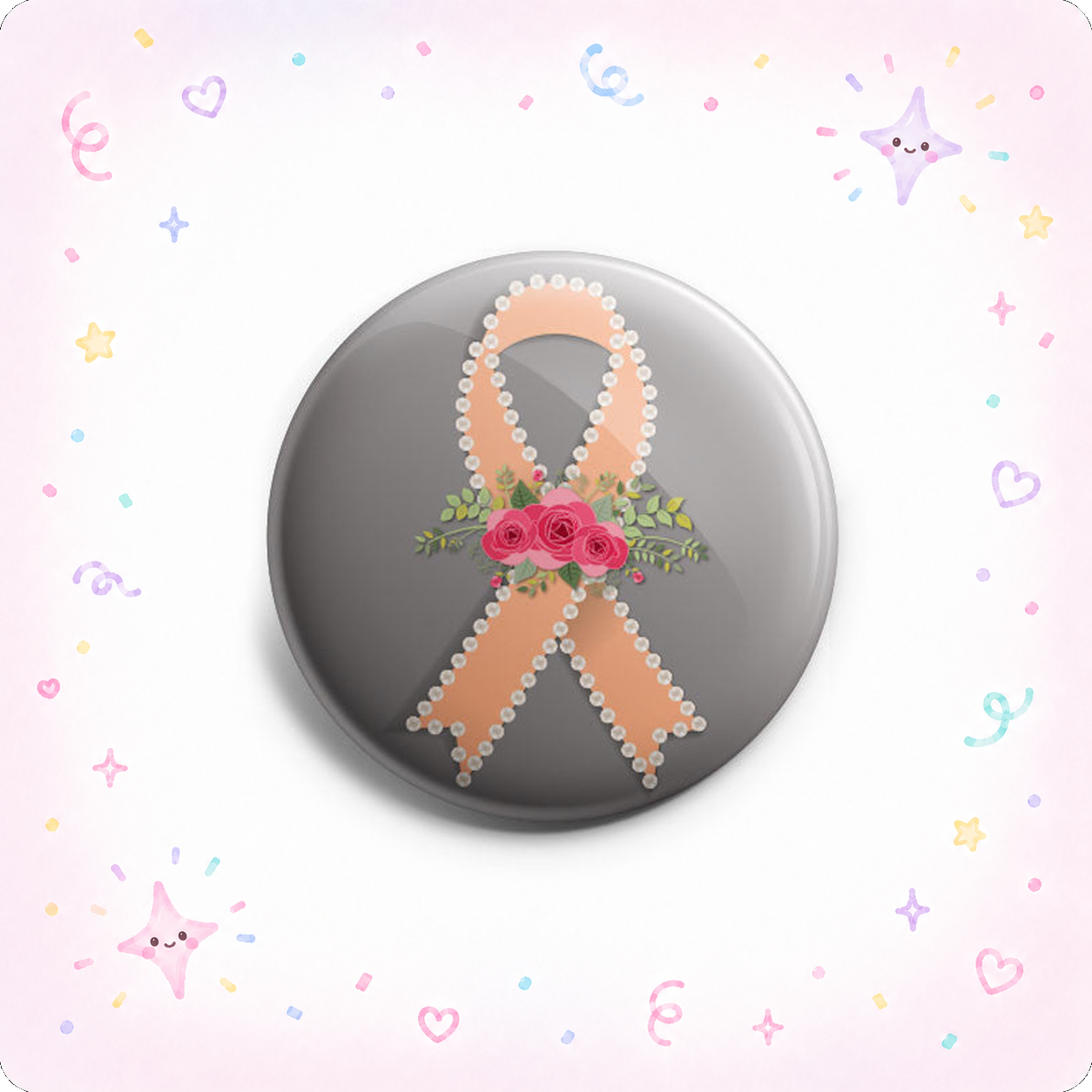 Uterine Cancer Floral Ribbon Topper - - Topperswap