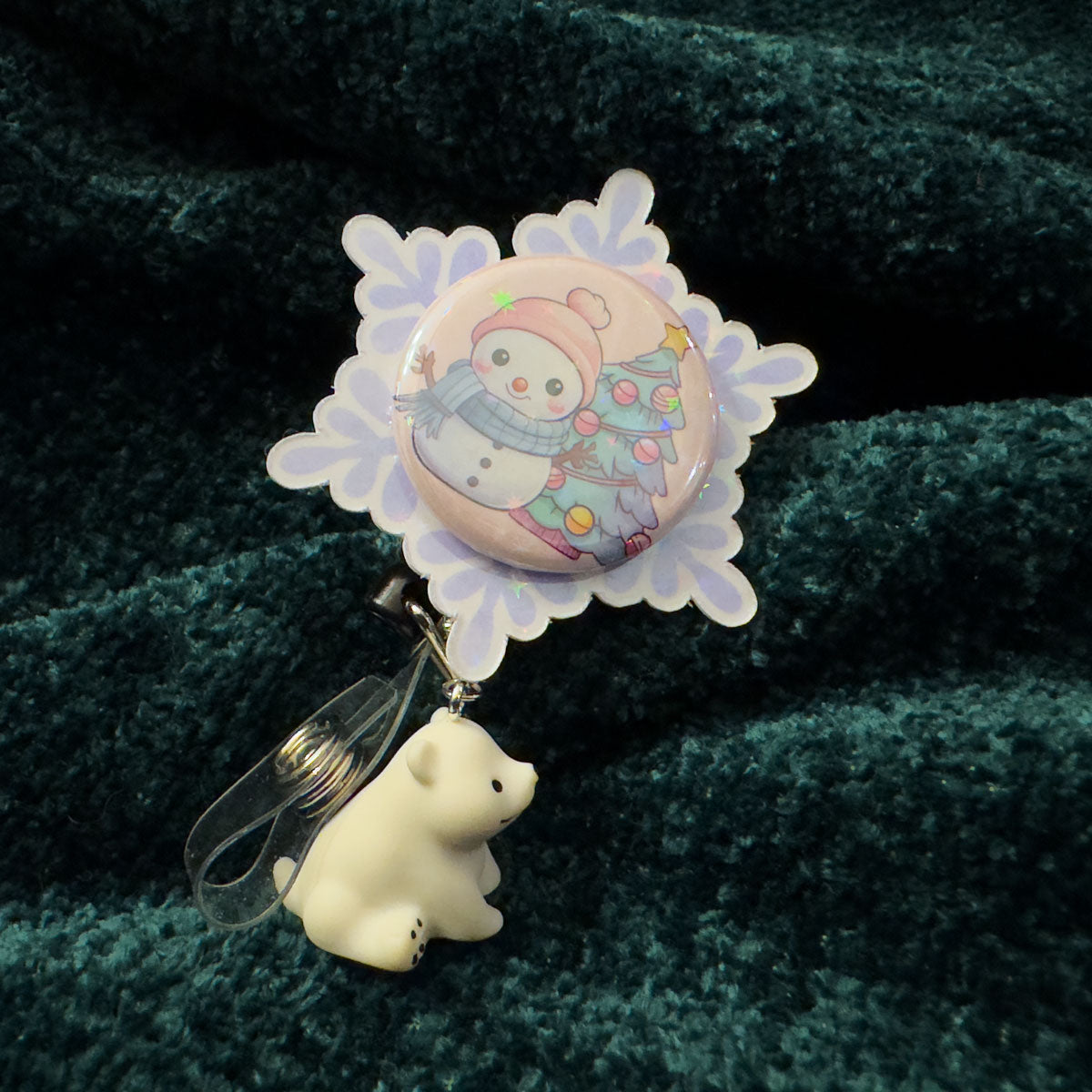 Frosty Frolic Polar Bear Charm Badge Reel Add-on - - Topperswap