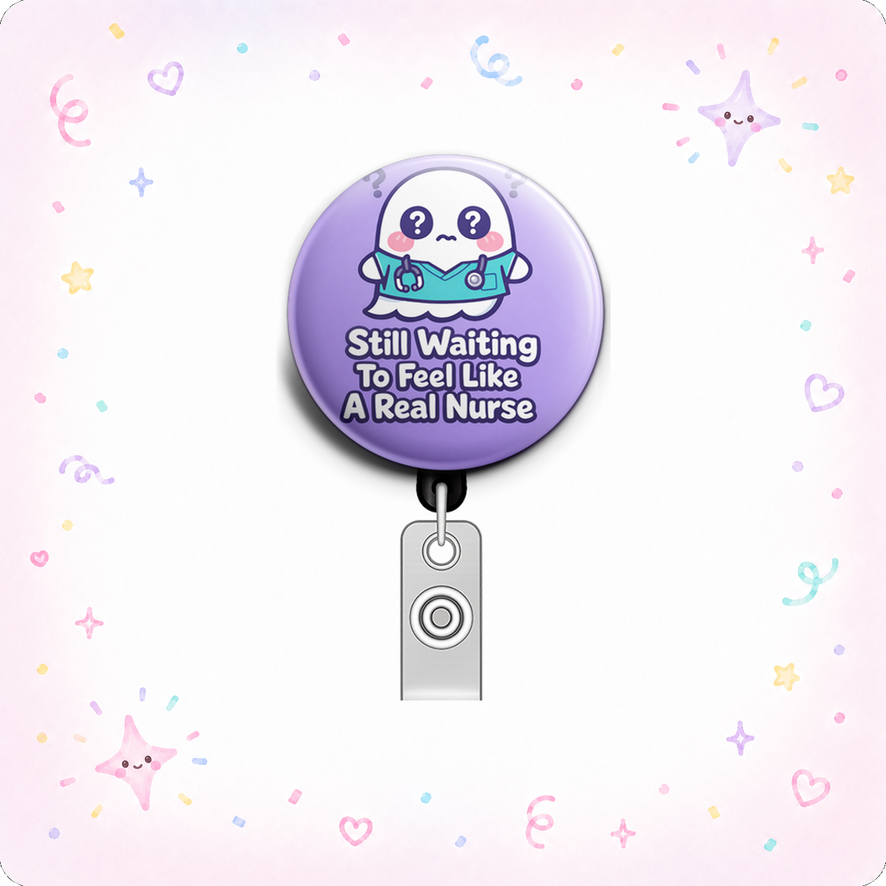 Still Waiting To Feel Like A Real Nurse Swapfinity Retractable ID Badge Reel - - Topperswap
