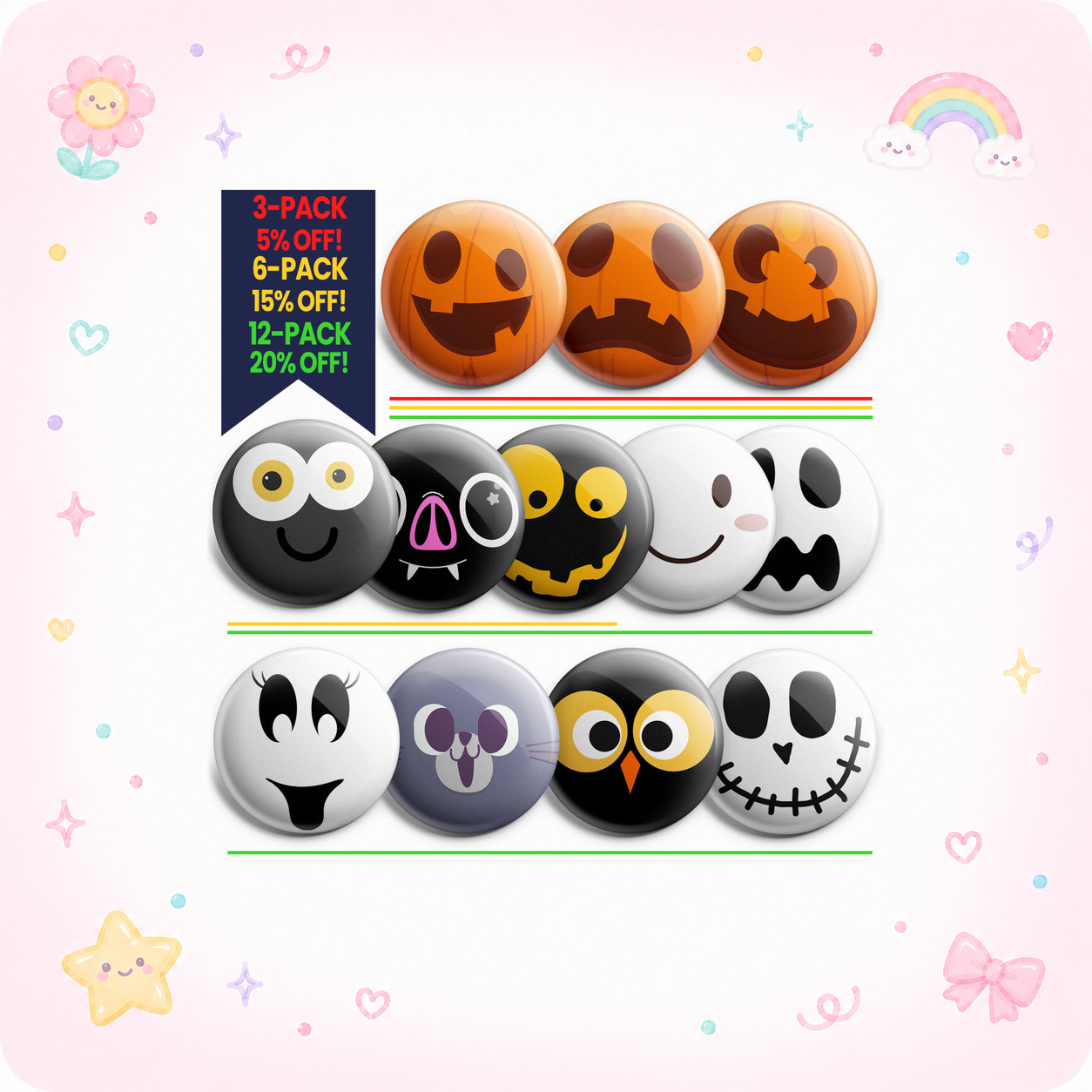 Spooky Faces 12-Pack (Save 20%) - - Topperswap