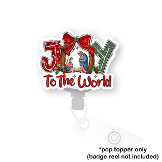 Joy to the World Sparkling Nativity Scene Pop Topper