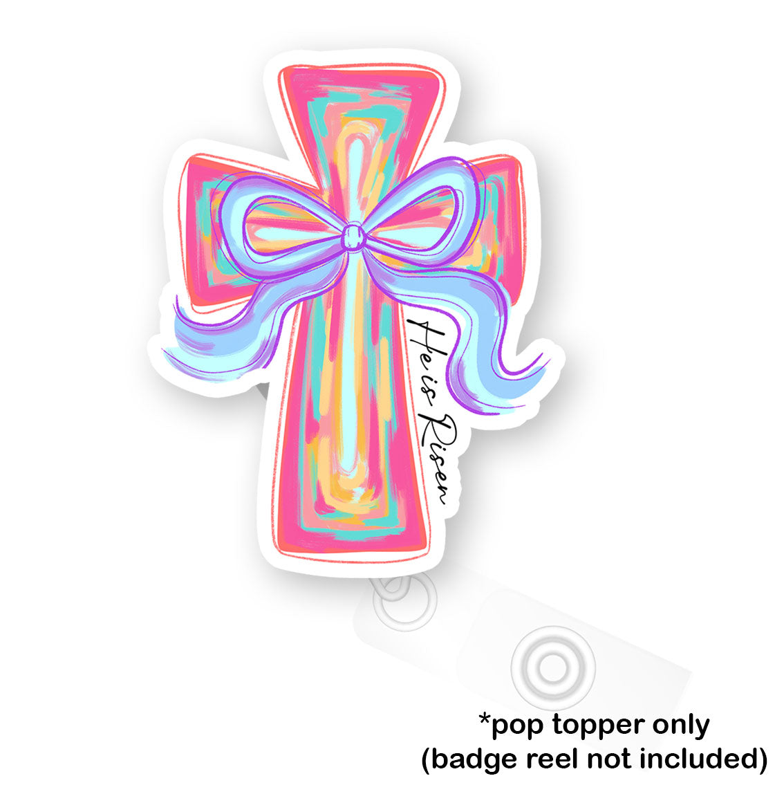 He Is Risen Watercolor Cross Pop Topper - - Topperswap