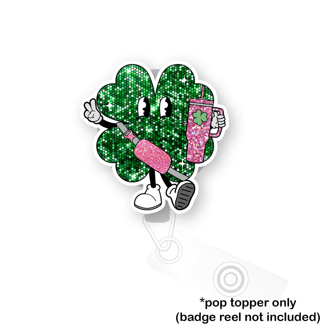 Glitter Shamrock Diva Pop Topper - - Topperswap