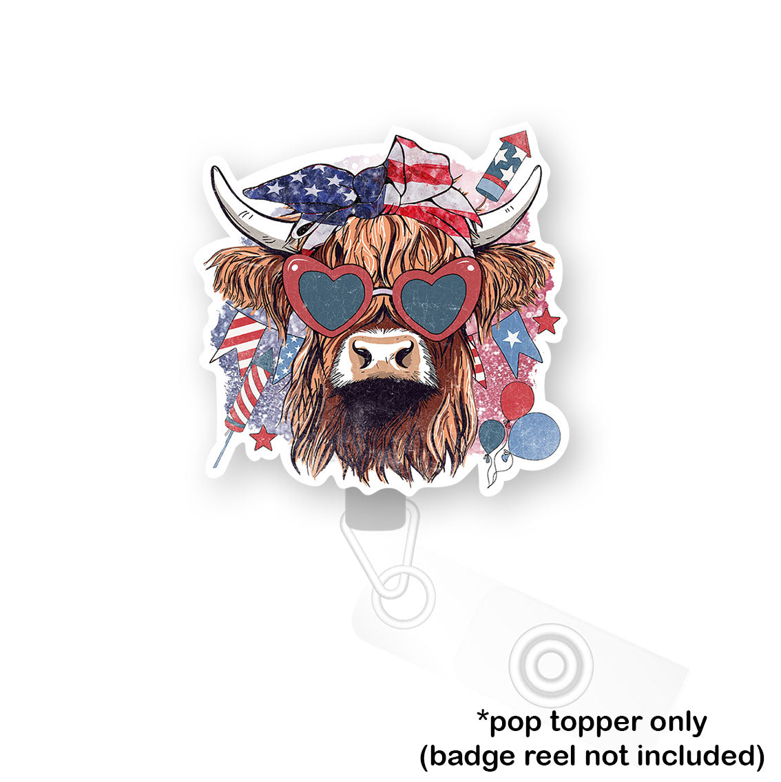 Classic Patriotic Cow Pop Topper - - Topperswap