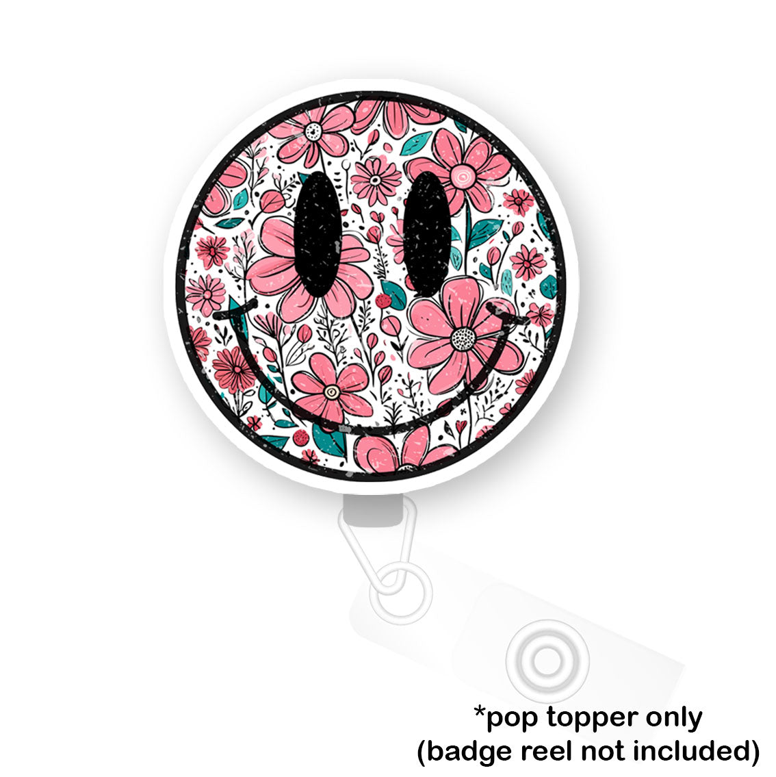 Floral Smiley Pop Topper - Flex - Matte - Topperswap