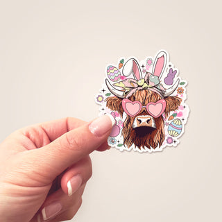 Easter Cow with Bunny Ears Sticker