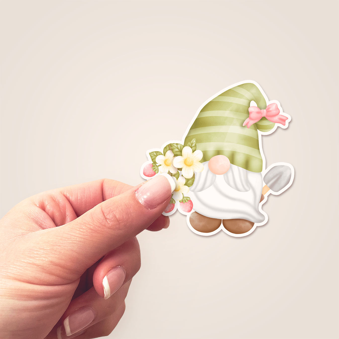 Green Thumb Gnome Sticker - - Topperswap
