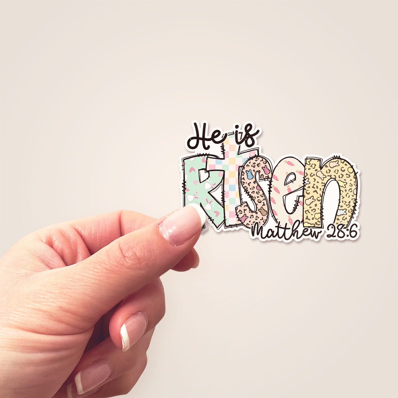He is Risen Easter Pattern Sticker - Sticker - Topperswap