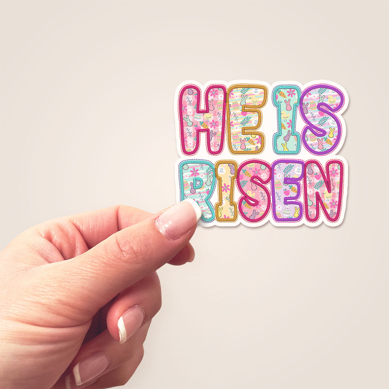 He is Risen Colorful Easter Pattern Sticker - Sticker - Topperswap