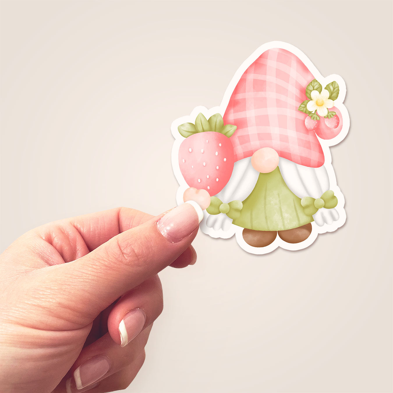Strawberry Springtime Gnome Sticker - - Topperswap