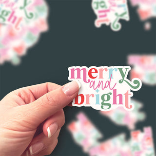 Merry and Bright Rainbow Sticker