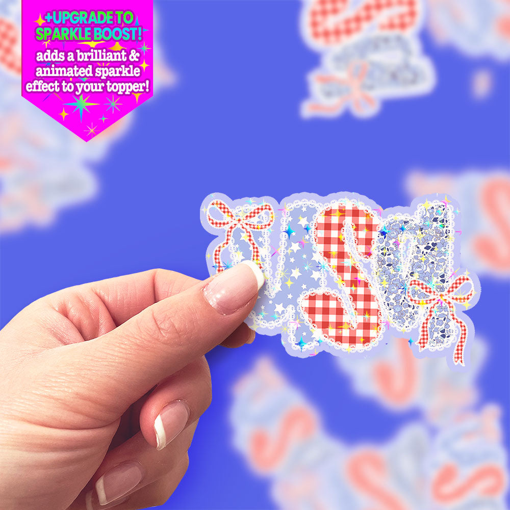 Sparkle & Stripes USA Sticker - Classic Shine - Topperswap