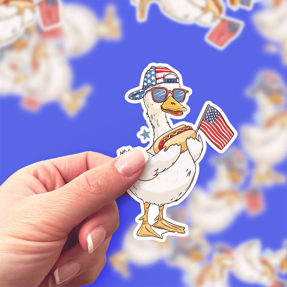 Hotdog Goose Picnic Party Sticker - Classic Shine - Topperswap