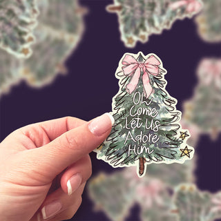 Oh Come Let Us Adore Him - Christmas Tree Sticker
