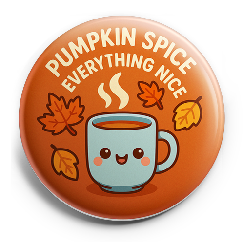 Custom Design – A steaming mug with falling leaves with text 'Pumpkin Spice… - - Topperswap