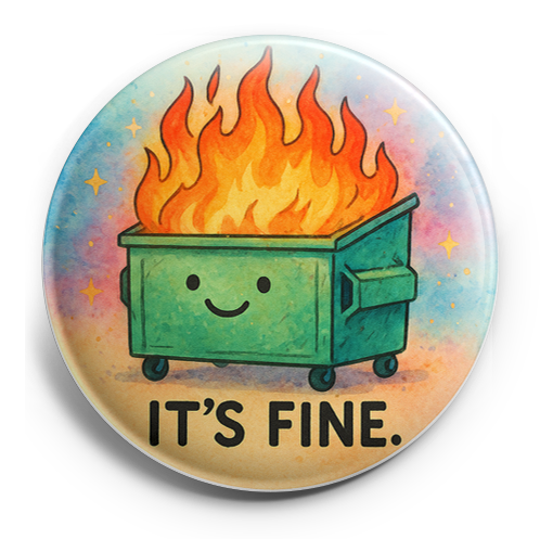 Custom Design – Friendly-faced dumpster engulfed in flames, smiling despite… - - Topperswap
