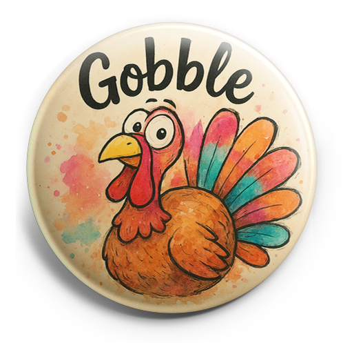Custom Design – a goofy looking turkey with the text, "Gobble" - - Topperswap