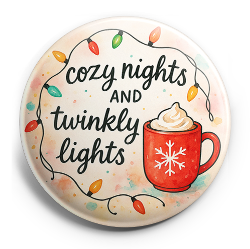 Custom Design – the saying "cozy nights and twinkly lights" with Christmas l… - - Topperswap