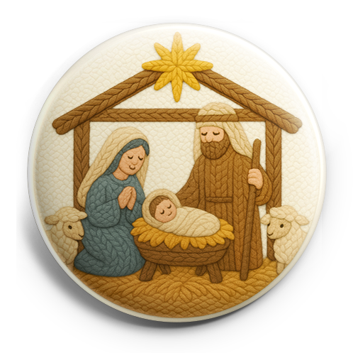 Custom Design – Realistic embroidered nativity scene with Mary, Joseph, and… - - Topperswap