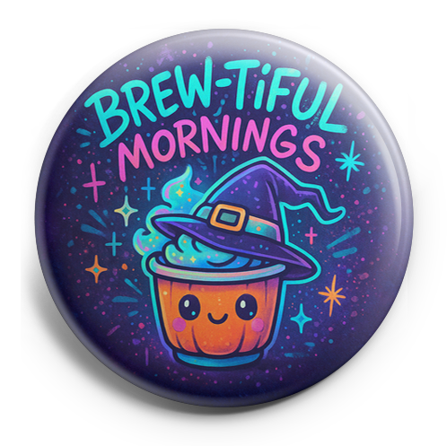Custom Design – Pumpkin spice latte with witch hat with text 'Brew-tiful Mor… - - Topperswap