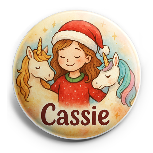 Custom Design – Cassie with Christmas unicorns
Include the exact name "Cass… - Topper