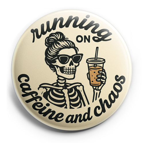 Custom Design – Skeleton with a travel iced coffee with text that says “runn… - - Topperswap