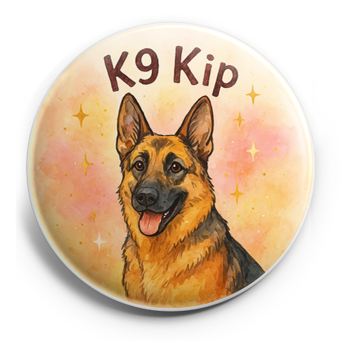Custom Design – K9 Kip written above him - Topper (Regular) - Topperswap