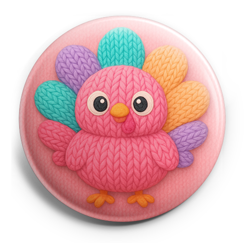 Custom Design – A very chunky pink kawaii turkey with eyes pointing in diffe… - - Topperswap