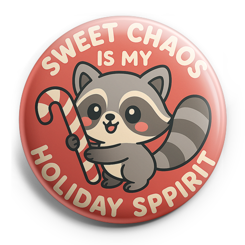 Custom Design – Raccoon with a candy cane: 'Sweet chaos is my holiday spirit… - Topper (Regular) - Topperswap