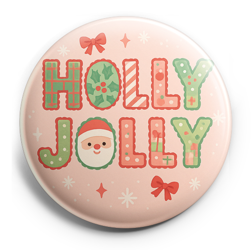 Custom Design – The words “HOLLY JOLLY” written in big, bold patchwork lette… - - Topperswap