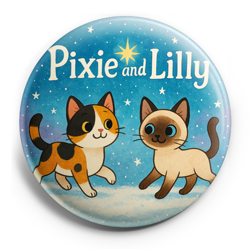 Custom Design – Pixie and Lilly frolicking in snowflakes under a twinkling… - Topper