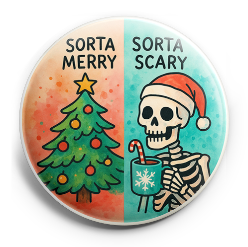Custom Design – Half decorated Christmas tree with "Sorta Merry" and Half sa… - - Topperswap